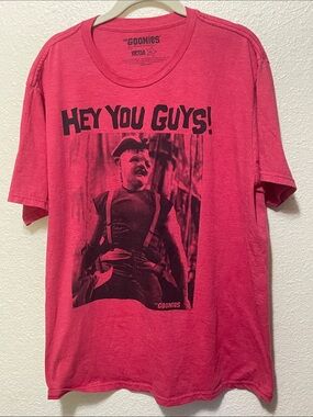 The Goonies Men's Red "Hey You Guys" Tee Shirt. Good Condition. Size XL.